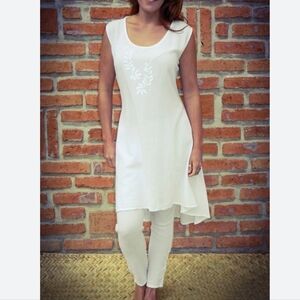 Manta del Lago Sleeveless Gauze Embroidered Tunic Dress - Size M